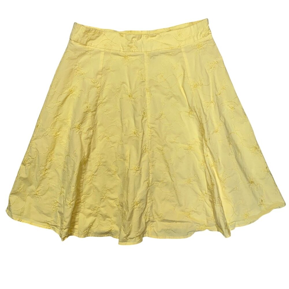 St. John's Bay Skirt Womens Size 10 Yellow Floral Embroidered Cottagecore Summer